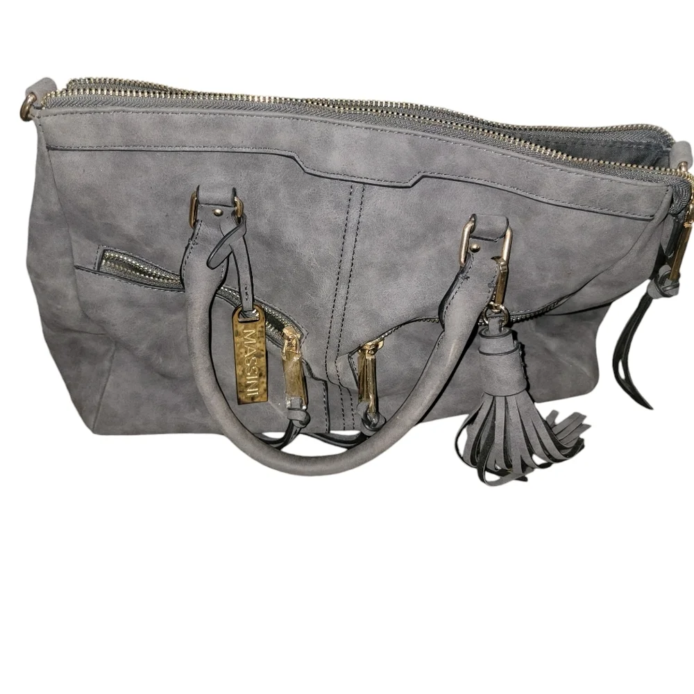 Massini Gray Leather Purse - Picture 3 of 6